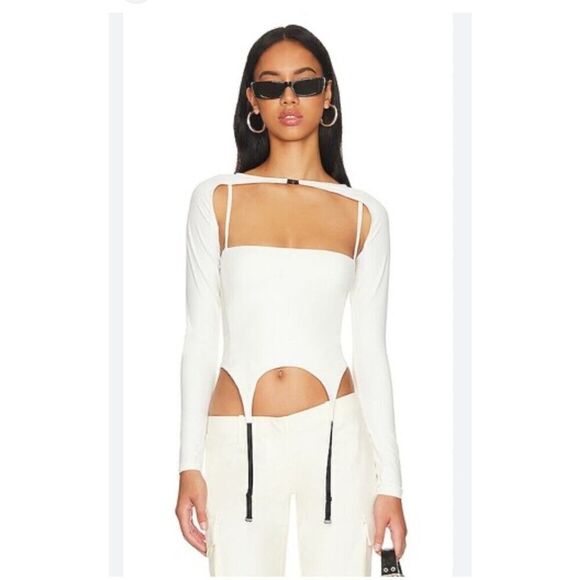 Miaou Phoenix Top Ivory White Shrug Tank Corset Sz S NWT Revolve $235 - Picture 6 of 10